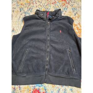 Vintage Y2k Polo Ralph Lauren Full Zip Fleece Vest Hidden Hood Size 2XL Big